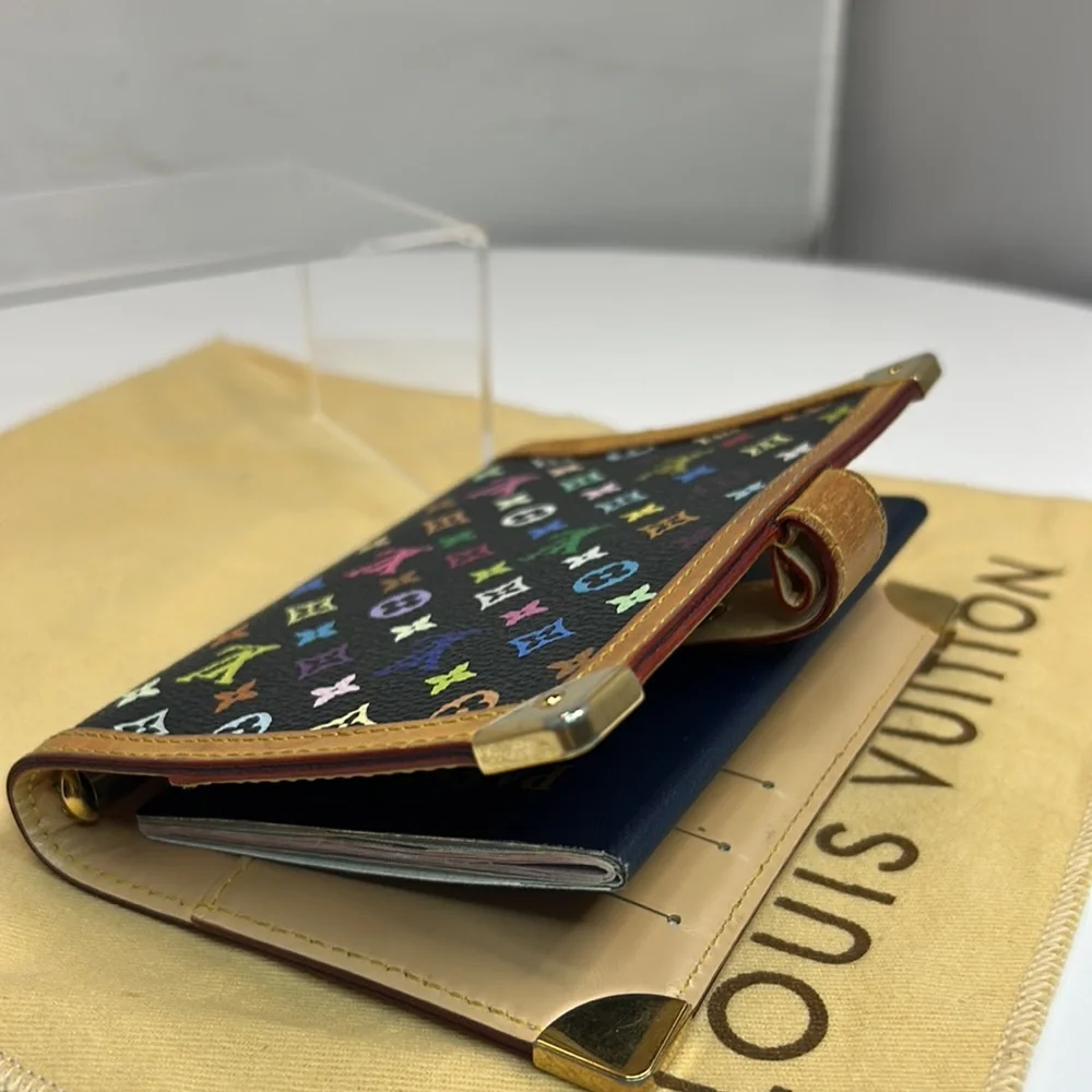 Louis Vuitton monogram multicolor agenda-wallet black authentic guarante…